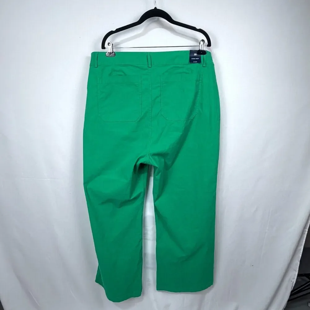 NWT J.Crew Lizzie High Rise Patch Pocket Wide Leg Pant Emerald Berry SZ 35/ 20W
